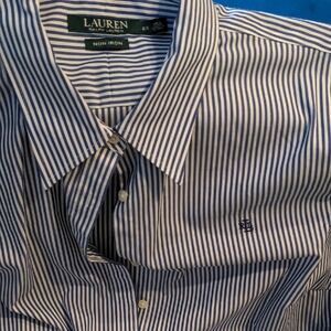 Lauren Ralph Lauren Blue and White Dress Shirt